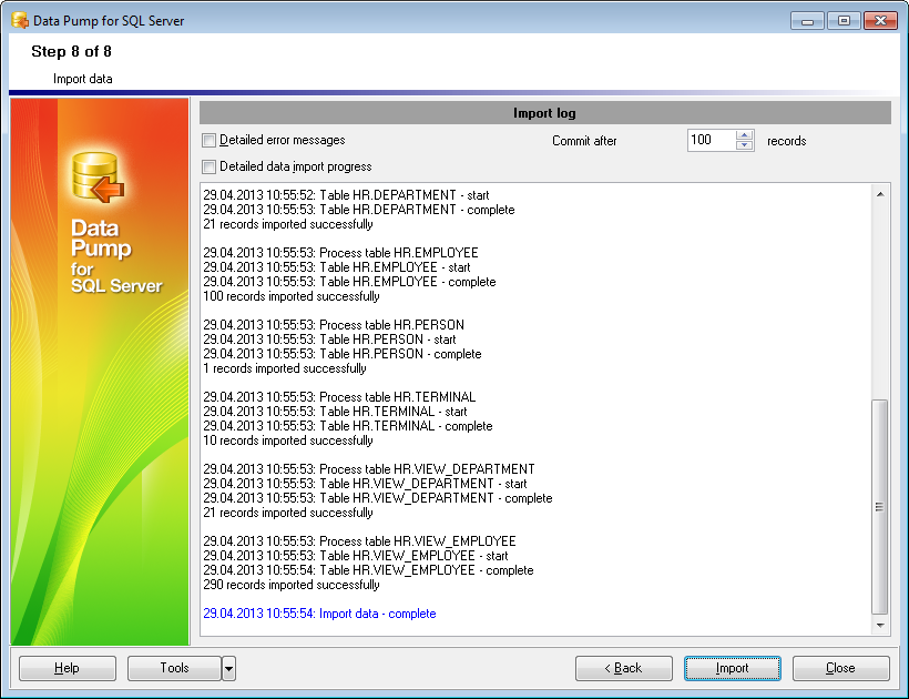 Step 8 - Importing data