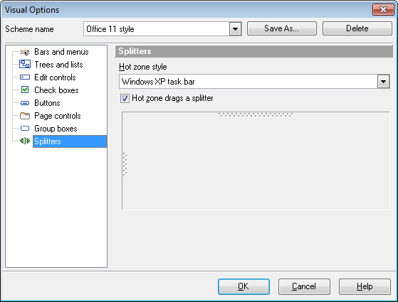Visual Options - Splitters
