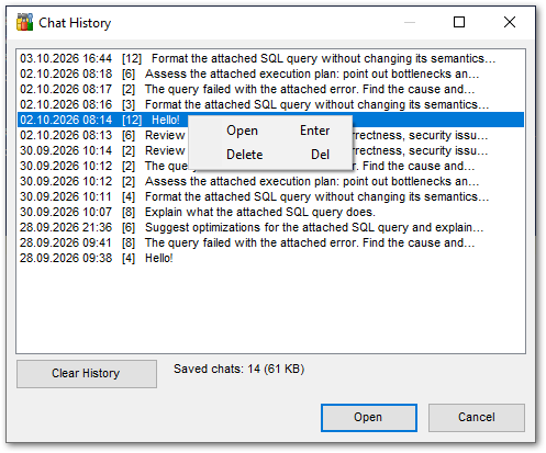 AI Assistant - Chat history
