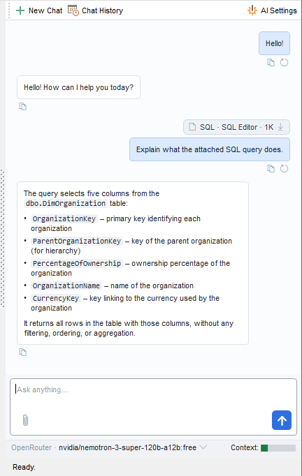 AI Assistant - Chat view