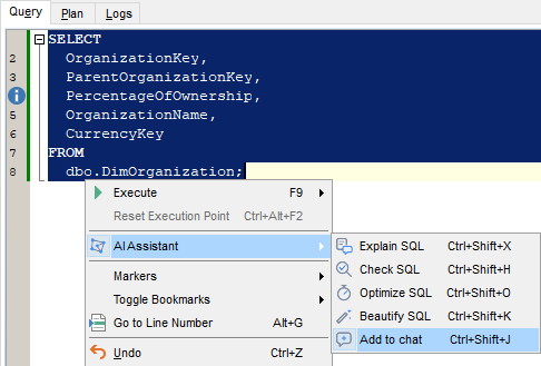 AI Assistant - Context - Add to chat