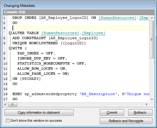 Appendix - Changing Metadata window