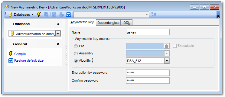 Asymmetric Key Editor - Creating asymmetric key