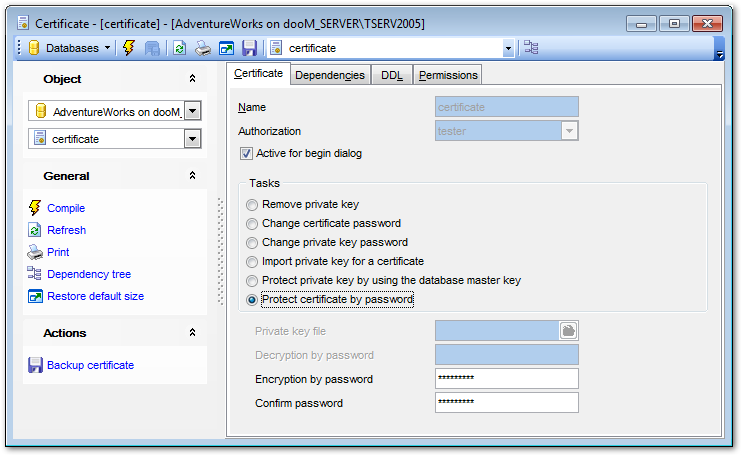 Certificate Editor - Editing certificate