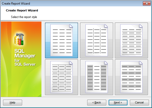 Create Report - Selecting report style