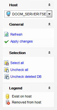 Database Registration Manager - Using navigation bar and toolbar