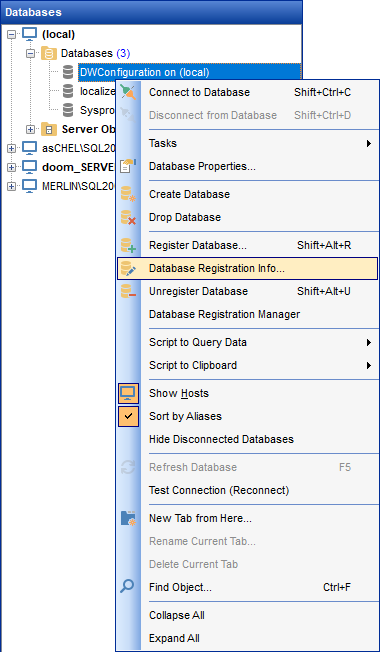 DB Explorer - Managing database registration info