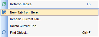 DB Explorer - Using tabs - New tab