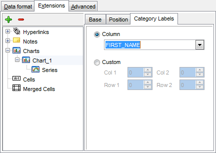 Export Data - Format-specific options - Excel - Extensions - Charts - Category Labels