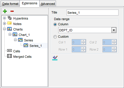Export Data - Format-specific options - Excel - Extensions - Series