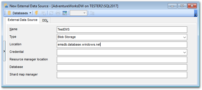 External data source - Object editor