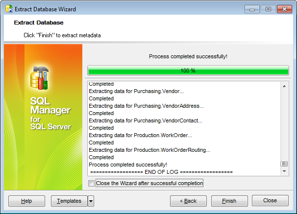 Extract Database - Start of extraction process