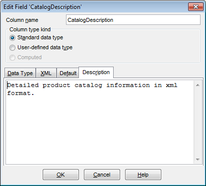 Field Editor - Setting field description