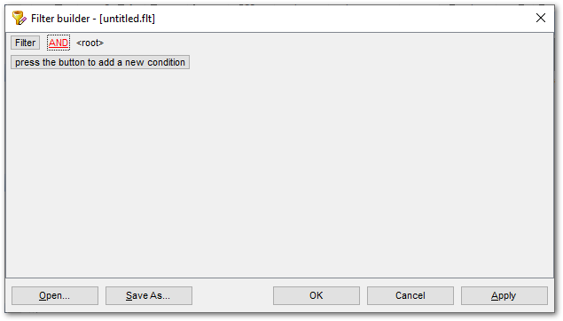 Filter Builder dialog - Adding a new condition