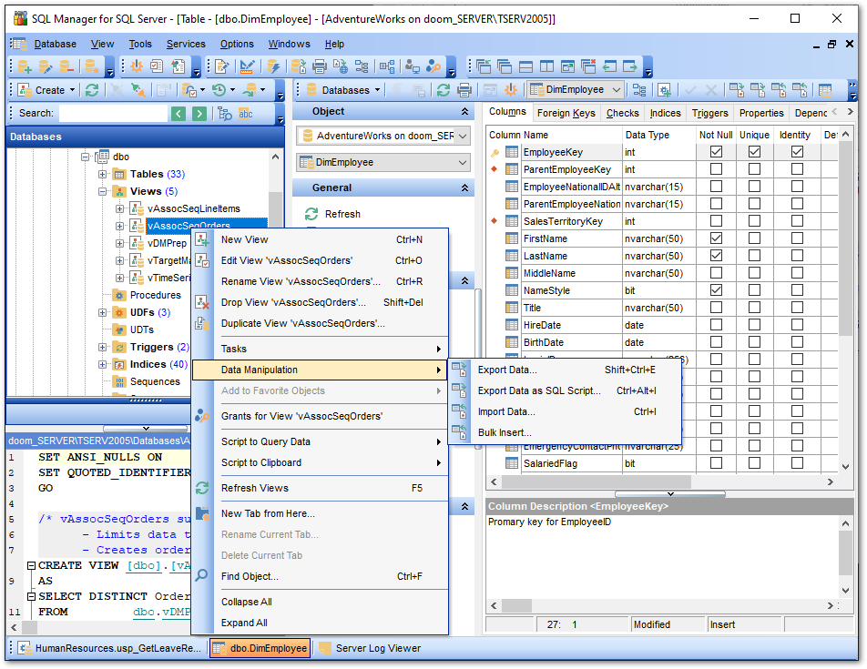 Getting started - Working with database objects