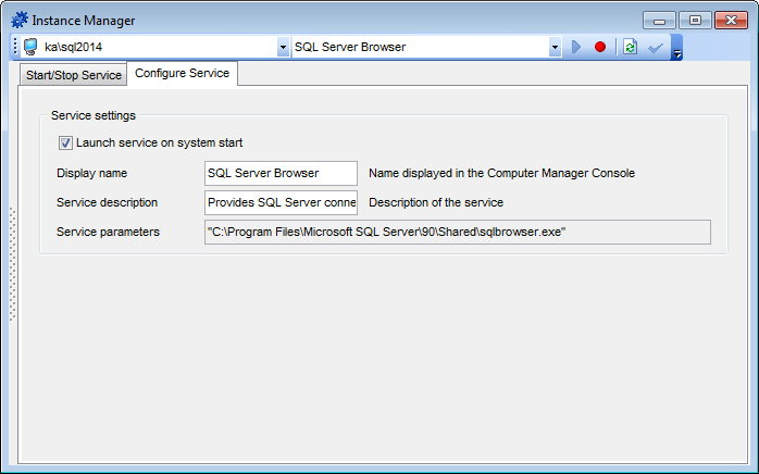 Instance Manager - Configure service