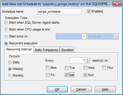 Jobs - Job Editor - Managing job schedules - Add schedule