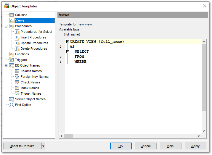 Object Templates - View template