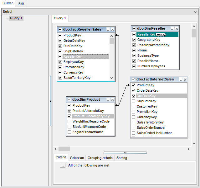 Query Builder - Joining two objects