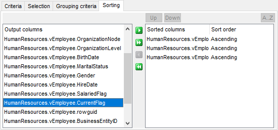 Query Builder - Setting sorting parameters