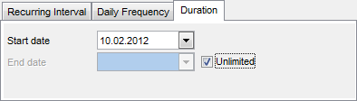 Schedule Editor - Editing schedule definition - Duration