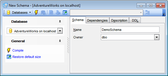 Schema Editor - Editing schema definition