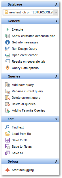 SQL Editor - Using Navigation bar