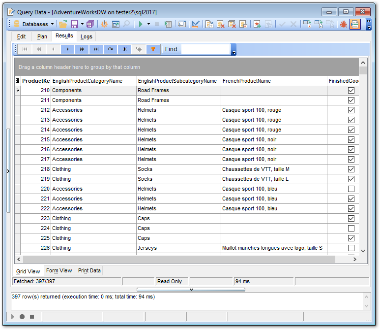 SQL Editor - Viewing results