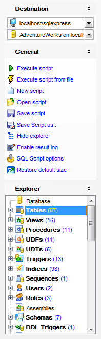 SQL Script Editor - Using Navigation bar