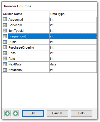 Table Editor - Changing fields order