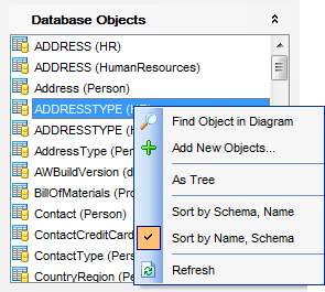 VDBD - Database Objects pane