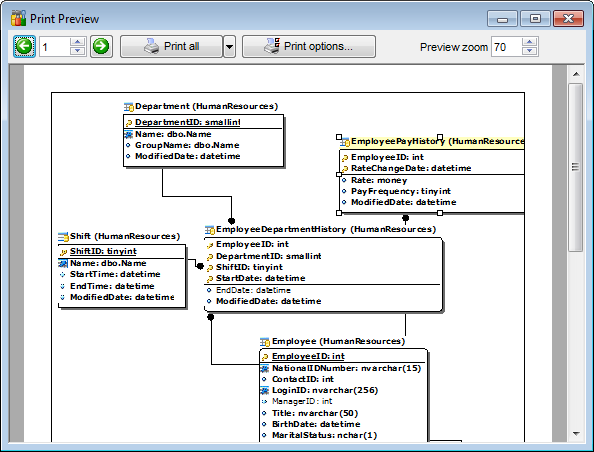 VDBD - Printing diagram - Print Preview