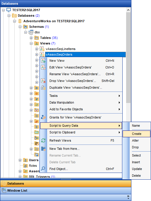 DB Explorer - Operations with database objects