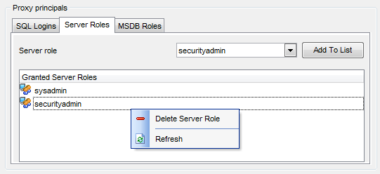 Proxy Editor - Editing proxy definition - Server roles