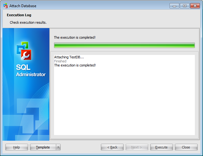Attach Database Wizard - Executing attach database task