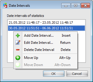 Collected statistics - Date intervals