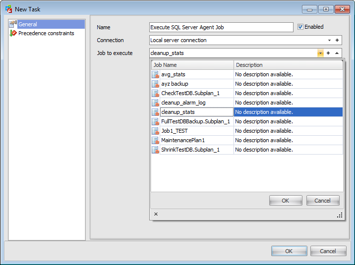 Maintenance plans - Maintenance Plan Editor - Managing tasks - Execute job