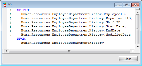 Query Editor - Show SQL