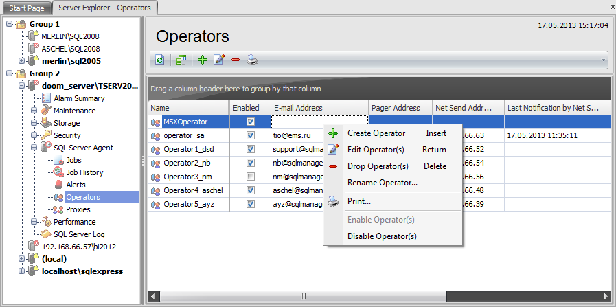 SQL Server Agent - Operators