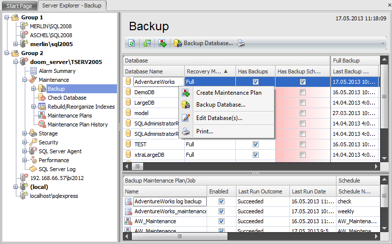 Database Maintenance - Backup database