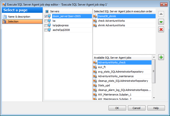 Editing Service task template - Execute EMS SQL Agent server job - General