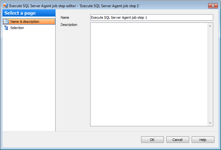 Editing Service task template - Execute EMS SQL Agent server job - Name