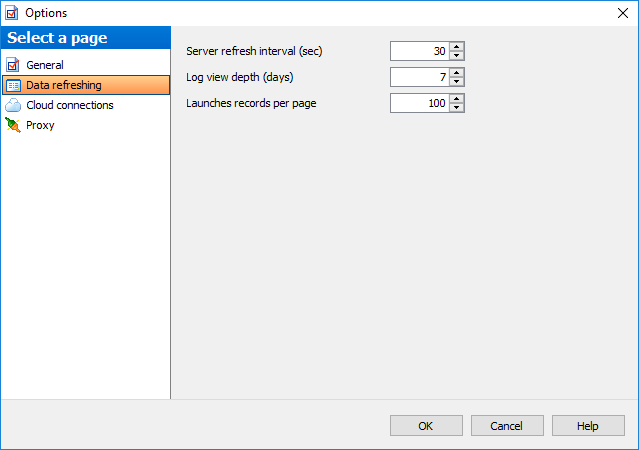 Environment options - Refresh Options