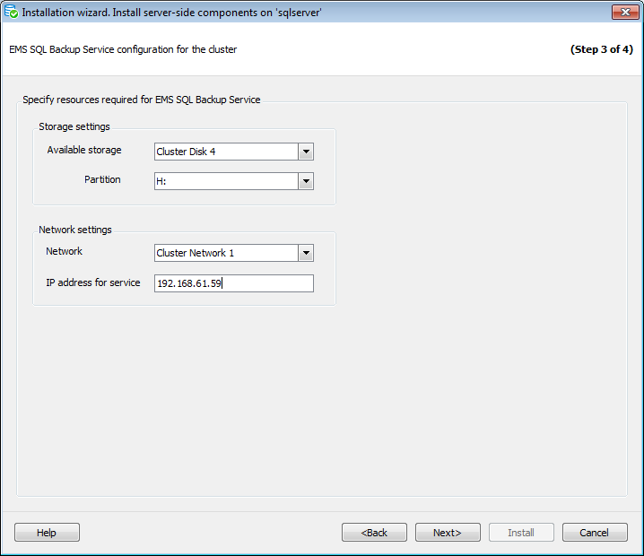Installation Wizard - Setting cluster configuration