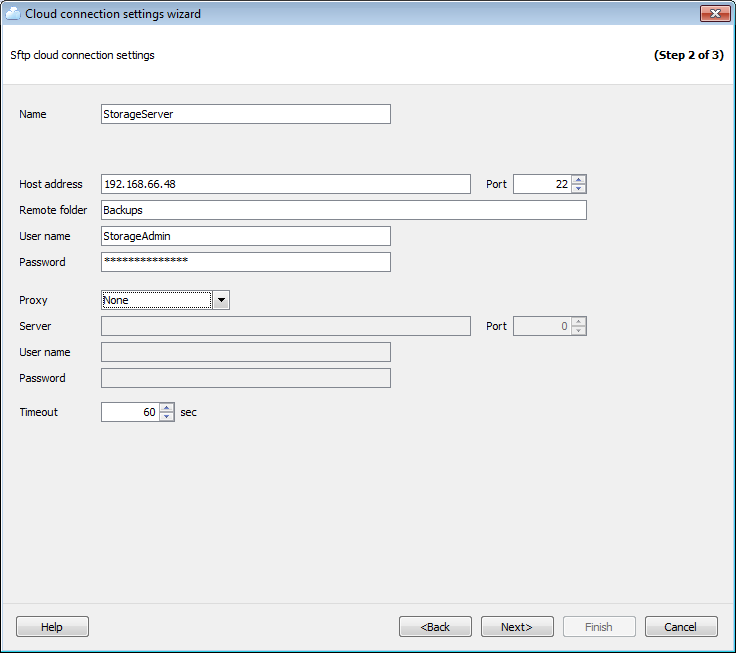 Options - Cloud connections - Wizard - SFTP