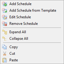 Schedule context menu