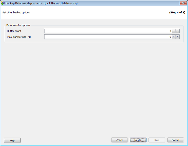 Service tasks - Backup Database - SQL Server backup - Setting other options