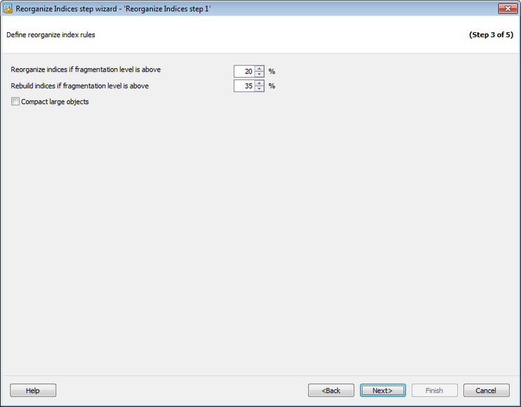 Service tasks - Reorganizing indices - Defining rules