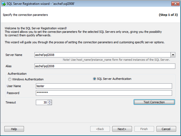 Setting connection parameters