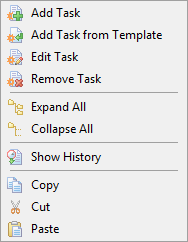 Task popup menu